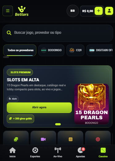 Lobby mobile do cassino SharkGame